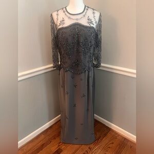 Jovani Embellished Mother of the Bride Dress – Charcoal Gray – Size 16